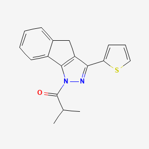 molecular formula C18H16N2OS B2813005 2-Methyl-1-(3-(2-thienyl)indeno[2,3-D]pyrazolyl)propan-1-one CAS No. 1024491-27-7
