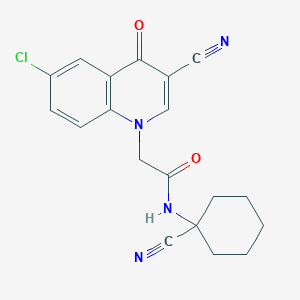 molecular formula C19H17ClN4O2 B2813006 2-(6-Chloro-3-cyano-4-oxoquinolin-1-yl)-N-(1-cyanocyclohexyl)acetamide CAS No. 2192128-35-9