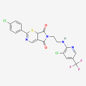 molecular formula C20H13Cl2F3N4O2S B2813016 2-(4-chlorophenyl)-6-(2-{[3-chloro-5-(trifluoromethyl)-2-pyridinyl]amino}ethyl)pyrrolo[3,4-e][1,3]thiazine-5,7(6H,7aH)-dione CAS No. 337920-05-5