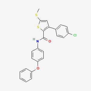 molecular formula C24H18ClNO2S2 B2813019 3-(4-chlorophenyl)-5-methylsulfanyl-N-(4-phenoxyphenyl)thiophene-2-carboxamide CAS No. 477857-99-1