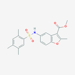 molecular formula C20H21NO5S B281303 Methyl 2-methyl-5-{[(2,4,5-trimethylphenyl)sulfonyl]amino}-1-benzofuran-3-carboxylate 