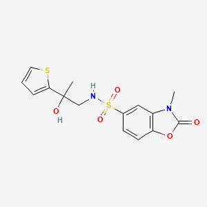 molecular formula C15H16N2O5S2 B2813032 N-(2-hydroxy-2-(thiophen-2-yl)propyl)-3-methyl-2-oxo-2,3-dihydrobenzo[d]oxazole-5-sulfonamide CAS No. 1448059-42-4