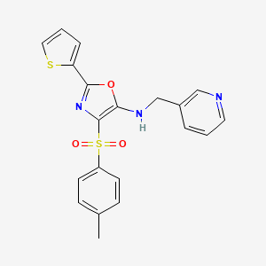 molecular formula C20H17N3O3S2 B2813036 4-(4-甲基苯基)磺酰-N-(吡啶-3-基甲基)-2-噻吩-2-基-1,3-噁唑-5-胺 CAS No. 627833-78-7