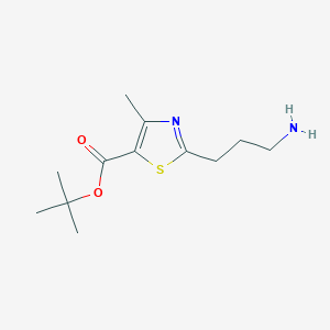 molecular formula C12H20N2O2S B2813042 Tert-butyl 2-(3-aminopropyl)-4-methyl-1,3-thiazole-5-carboxylate CAS No. 1504757-91-8