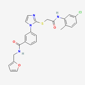 molecular formula C24H21ClN4O3S B2813059 3-(2-((2-((5-chloro-2-methylphenyl)amino)-2-oxoethyl)thio)-1H-imidazol-1-yl)-N-(furan-2-ylmethyl)benzamide CAS No. 1115440-65-7