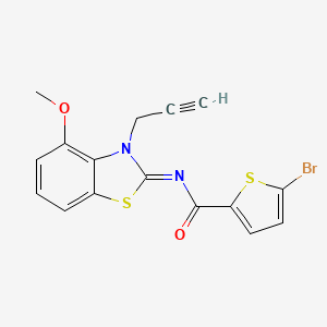 molecular formula C16H11BrN2O2S2 B2813068 5-溴-N-(4-甲氧基-3-丙-2-炔基-1,3-苯并噻唑-2-基亚)噻吩-2-甲酰胺 CAS No. 1164467-96-2