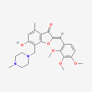 molecular formula C25H30N2O6 B2813070 (Z)-6-羟基-4-甲基-7-((4-甲基哌嗪-1-基)甲基)-2-(2,3,4-三甲氧基苯基亚甲基)苯并呋喃-3(2H)-酮 CAS No. 903853-52-1