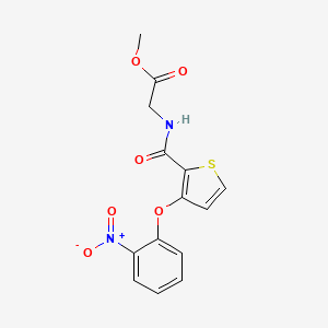 molecular formula C14H12N2O6S B2813071 Methyl 2-({[3-(2-nitrophenoxy)-2-thienyl]carbonyl}amino)acetate CAS No. 337920-01-1