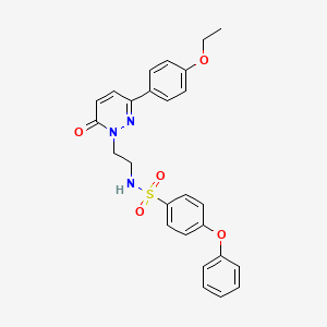 molecular formula C26H25N3O5S B2813075 N-(2-(3-(4-ethoxyphenyl)-6-oxopyridazin-1(6H)-yl)ethyl)-4-phenoxybenzenesulfonamide CAS No. 921881-05-2