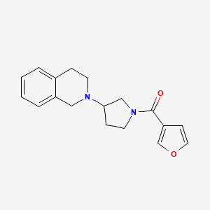 molecular formula C18H20N2O2 B2813089 (3-(3,4-dihydroisoquinolin-2(1H)-yl)pyrrolidin-1-yl)(furan-3-yl)methanone CAS No. 2034358-53-5