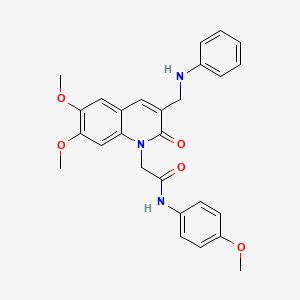 molecular formula C27H27N3O5 B2813090 2-(6,7-二甲氧基-2-氧代-3-((苯基氨基)甲基)喹啉-1(2H)-基)-N-(4-甲氧基苯基)乙酰胺 CAS No. 894549-60-1