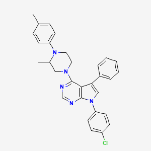 molecular formula C30H28ClN5 B2813099 7-(4-chlorophenyl)-4-(3-methyl-4-(p-tolyl)piperazin-1-yl)-5-phenyl-7H-pyrrolo[2,3-d]pyrimidine CAS No. 477235-56-6