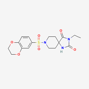 molecular formula C17H21N3O6S B2813100 8-((2,3-Dihydrobenzo[b][1,4]dioxin-6-yl)sulfonyl)-3-ethyl-1,3,8-triazaspiro[4.5]decane-2,4-dione CAS No. 941880-81-5