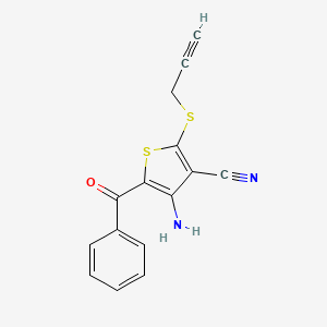 molecular formula C15H10N2OS2 B2813116 4-Amino-5-benzoyl-2-(2-propynylsulfanyl)-3-thiophenecarbonitrile CAS No. 478081-65-1