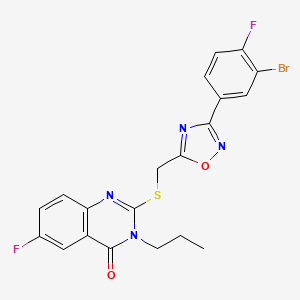 molecular formula C20H15BrF2N4O2S B2813124 2-(((3-(3-溴-4-氟苯基)-1,2,4-噁二唑-5-基)甲基)硫)-6-氟-3-丙基喹唑啉-4(3H)-酮 CAS No. 2320727-76-0