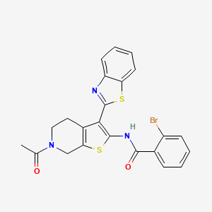 molecular formula C23H18BrN3O2S2 B2813132 N-(6-acetyl-3-(benzo[d]thiazol-2-yl)-4,5,6,7-tetrahydrothieno[2,3-c]pyridin-2-yl)-2-bromobenzamide CAS No. 864859-40-5