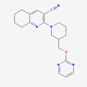 molecular formula C20H23N5O B2813142 2-[3-(Pyrimidin-2-yloxymethyl)piperidin-1-yl]-5,6,7,8-tetrahydroquinoline-3-carbonitrile CAS No. 2380040-31-1