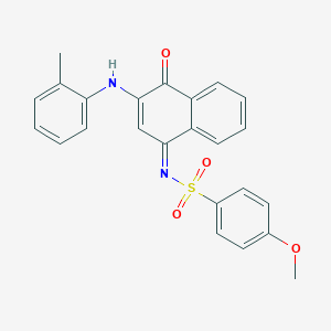 molecular formula C24H20N2O4S B281315 4-methoxy-N-(4-oxo-3-(2-toluidino)-1(4H)-naphthalenylidene)benzenesulfonamide 