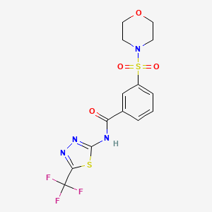 molecular formula C14H13F3N4O4S2 B2813169 3-(morpholinosulfonyl)-N-(5-(trifluoromethyl)-1,3,4-thiadiazol-2-yl)benzamide CAS No. 953852-91-0