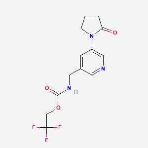 molecular formula C13H14F3N3O3 B2813172 2,2,2-三氟乙基N-{[5-(2-氧代吡咯啉-1-基)吡啶-3-基]甲基}碳酸酯 CAS No. 2097890-52-1