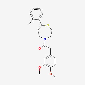 B2813187 2-(3,4-Dimethoxyphenyl)-1-(7-(o-tolyl)-1,4-thiazepan-4-yl)ethanone CAS No. 1705509-34-7