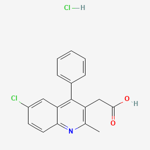 molecular formula C18H15Cl2NO2 B2813218 (6-氯-2-甲基-4-苯基喹啉-3-基)乙酸盐酸盐 CAS No. 1170172-16-3