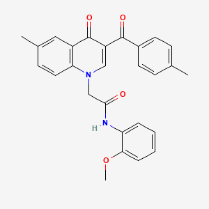 molecular formula C27H24N2O4 B2813243 N-(2-methoxyphenyl)-2-(6-methyl-3-(4-methylbenzoyl)-4-oxoquinolin-1(4H)-yl)acetamide CAS No. 898343-24-3