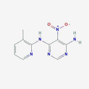 molecular formula C10H10N6O2 B2813265 N-(3-甲基吡啶-2-基)-5-硝基嘧啶-4,6-二胺 CAS No. 497063-62-4