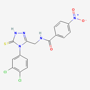 molecular formula C16H11Cl2N5O3S B2813280 N-[[4-(3,4-二氯苯基)-5-硫代-1H-1,2,4-噻唑-3-基]甲基]-4-硝基苯甲酰胺 CAS No. 391886-51-4
