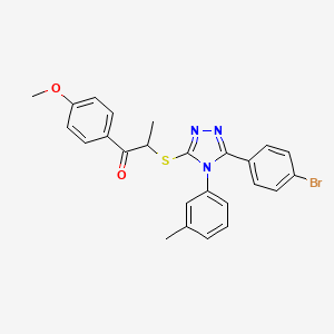molecular formula C25H22BrN3O2S B2813283 2-((5-(4-bromophenyl)-4-(m-tolyl)-4H-1,2,4-triazol-3-yl)thio)-1-(4-methoxyphenyl)propan-1-one CAS No. 539805-08-8