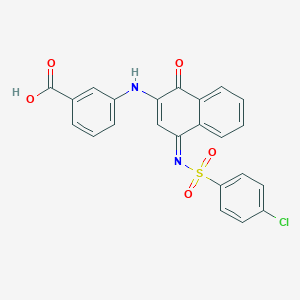 molecular formula C23H15ClN2O5S B281329 3-{[(4Z)-4-{[(4-chlorophenyl)sulfonyl]imino}-1-oxo-1,4-dihydronaphthalen-2-yl]amino}benzoic acid 