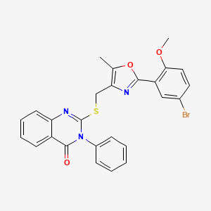 molecular formula C26H20BrN3O3S B2813318 2-(((2-(5-bromo-2-methoxyphenyl)-5-methyloxazol-4-yl)methyl)thio)-3-phenylquinazolin-4(3H)-one CAS No. 1114827-48-3