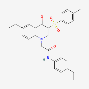 molecular formula C28H28N2O4S B2813328 2-[6-ethyl-3-(4-methylbenzenesulfonyl)-4-oxo-1,4-dihydroquinolin-1-yl]-N-(4-ethylphenyl)acetamide CAS No. 902584-84-3