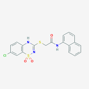 molecular formula C19H14ClN3O3S2 B2813330 2-((7-chloro-1,1-dioxido-4H-benzo[e][1,2,4]thiadiazin-3-yl)thio)-N-(naphthalen-1-yl)acetamide CAS No. 899734-00-0