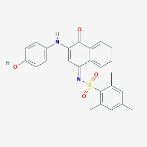 molecular formula C25H22N2O4S B281334 N-(3-(4-hydroxyanilino)-4-oxo-1(4H)-naphthalenylidene)-2,4,6-trimethylbenzenesulfonamide 
