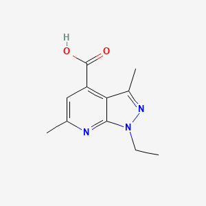 molecular formula C11H13N3O2 B2813349 1-ethyl-3,6-dimethyl-1H-pyrazolo[3,4-b]pyridine-4-carboxylic acid CAS No. 832743-11-0