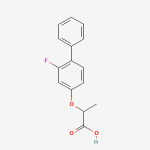molecular formula C15H13FO3 B2813350 2-[(2-Fluoro[1,1'-biphenyl]-4-yl)oxy]propanoic acid CAS No. 477846-85-8