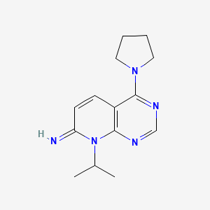 molecular formula C14H19N5 B2813354 8-异丙基-4-(吡咯啉-1-基)吡啶并[2,3-d]嘧啶-7(8H)-亚胺 CAS No. 2034525-65-8