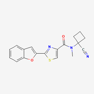 molecular formula C18H15N3O2S B2813358 2-(1-benzofuran-2-yl)-N-(1-cyanocyclobutyl)-N-methyl-1,3-thiazole-4-carboxamide CAS No. 1808334-70-4