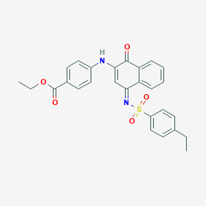 molecular formula C27H24N2O5S B281336 Ethyl 4-[(4-{[(4-ethylphenyl)sulfonyl]imino}-1-oxo-1,4-dihydro-2-naphthalenyl)amino]benzoate 