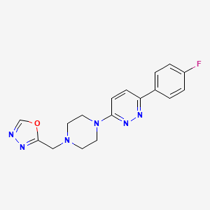 molecular formula C17H17FN6O B2813360 2-[[4-[6-(4-Fluorophenyl)pyridazin-3-yl]piperazin-1-yl]methyl]-1,3,4-oxadiazole CAS No. 2380169-75-3