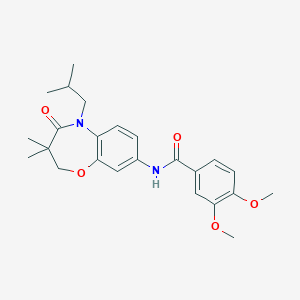 molecular formula C24H30N2O5 B2813361 N-(5-isobutyl-3,3-dimethyl-4-oxo-2,3,4,5-tetrahydrobenzo[b][1,4]oxazepin-8-yl)-3,4-dimethoxybenzamide CAS No. 921834-76-6