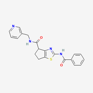molecular formula C20H18N4O2S B2813364 2-benzamido-N-(pyridin-3-ylmethyl)-5,6-dihydro-4H-cyclopenta[d]thiazole-4-carboxamide CAS No. 941967-74-4