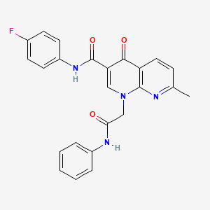 molecular formula C24H19FN4O3 B2813366 N-(4-fluorophenyl)-7-methyl-4-oxo-1-(2-oxo-2-(phenylamino)ethyl)-1,4-dihydro-1,8-naphthyridine-3-carboxamide CAS No. 1251694-45-7