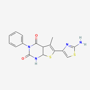 molecular formula C16H12N4O2S2 B2813367 6-(2-amino-1,3-thiazol-4-yl)-5-methyl-3-phenyl-1H,2H,3H,4H-thieno[2,3-d]pyrimidine-2,4-dione CAS No. 1417637-58-1