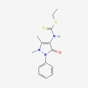 molecular formula C14H17N3OS2 B2813368 ethyl (1,5-dimethyl-3-oxo-2-phenyl-2,3-dihydro-1H-pyrazol-4-yl)carbamodithioate CAS No. 93126-74-0