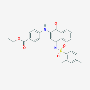 molecular formula C27H24N2O5S B281337 Ethyl 4-[(4-{[(2,4-dimethylphenyl)sulfonyl]imino}-1-oxo-1,4-dihydro-2-naphthalenyl)amino]benzoate 