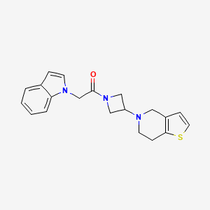 molecular formula C20H21N3OS B2813371 1-(3-(6,7-dihydrothieno[3,2-c]pyridin-5(4H)-yl)azetidin-1-yl)-2-(1H-indol-1-yl)ethanone CAS No. 2034428-13-0