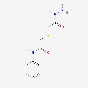 molecular formula C10H13N3O2S B2813372 2-[(2-hydrazino-2-oxoethyl)thio]-N-phenylacetamide CAS No. 292644-19-0