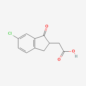 molecular formula C11H9ClO3 B2813376 2-(5-Chloro-3-oxo-1,2-dihydroinden-2-yl)acetic acid CAS No. 1528568-88-8